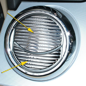 Air Vent Louver Covers - single in closed position with arrows showing product